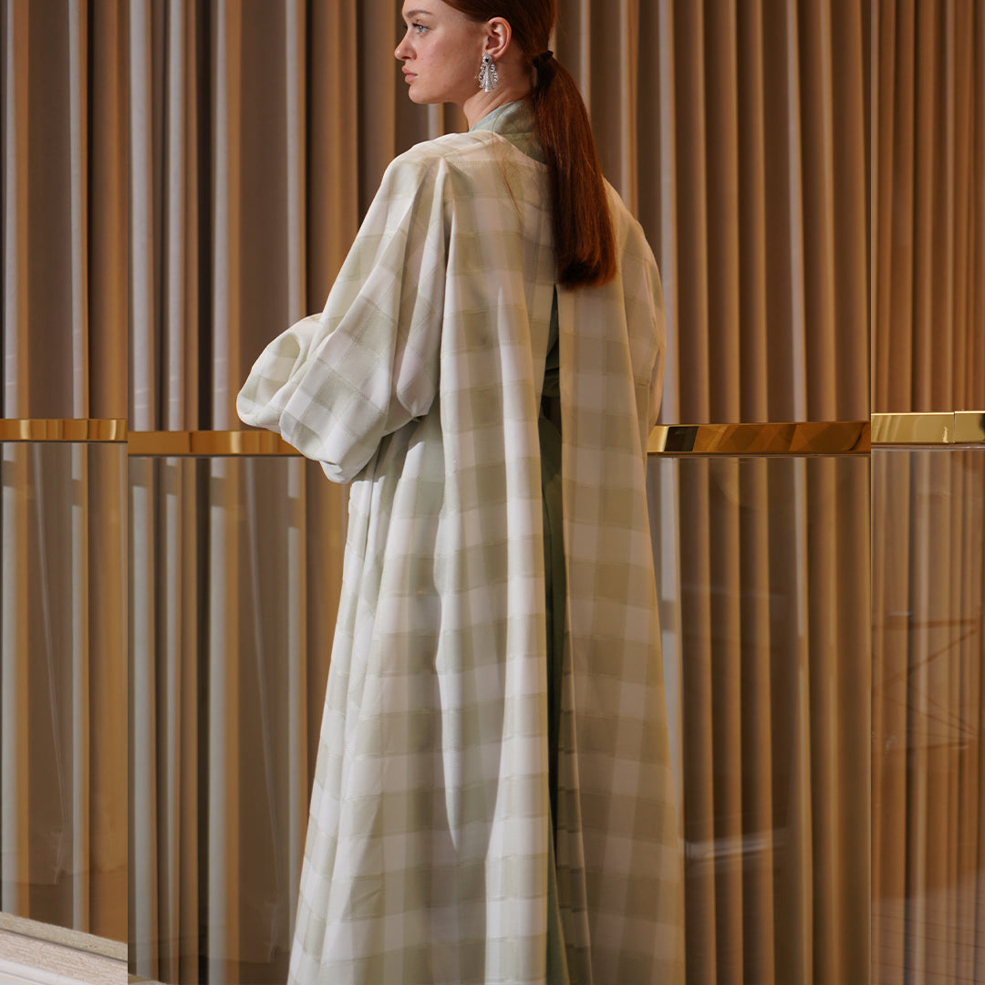 Detailed Checkered Green Jalabiya