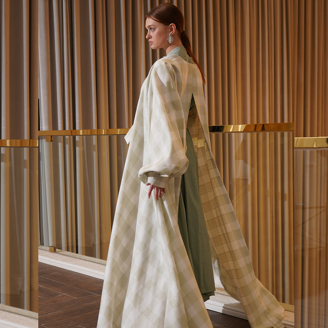 Detailed Checkered Green Jalabiya