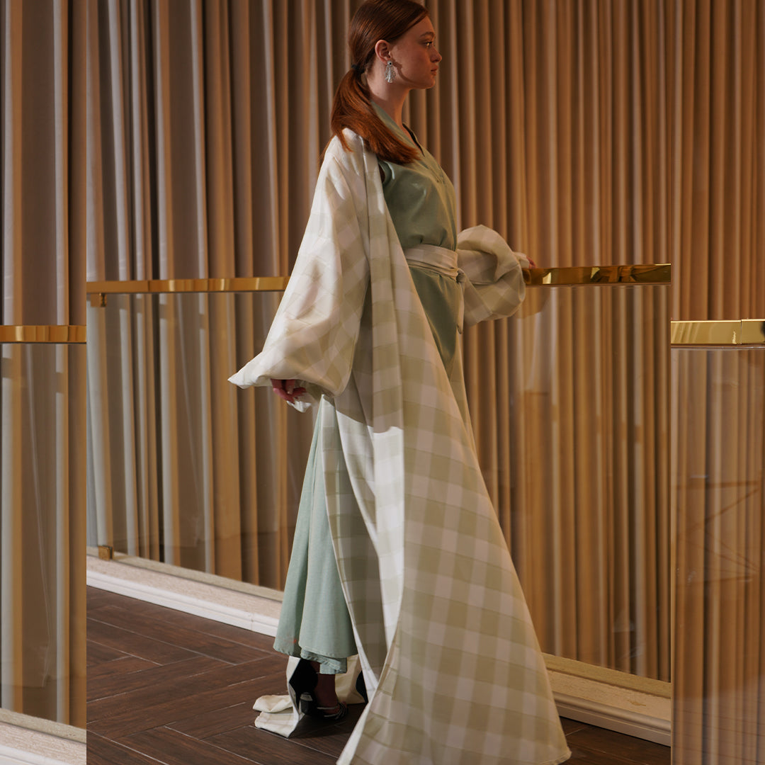 Detailed Checkered Green Jalabiya
