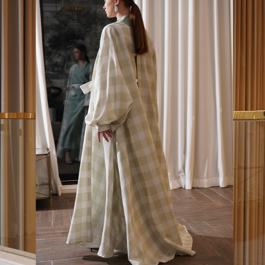 Detailed Checkered Green Jalabiya