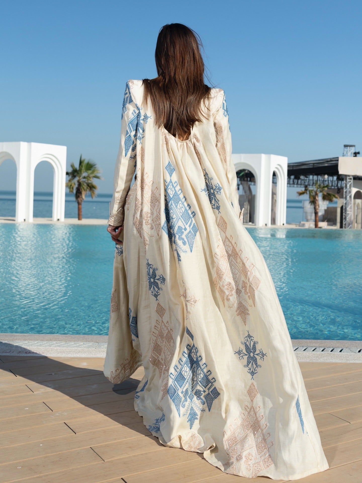 Azure Bloom Heritage Kaftan