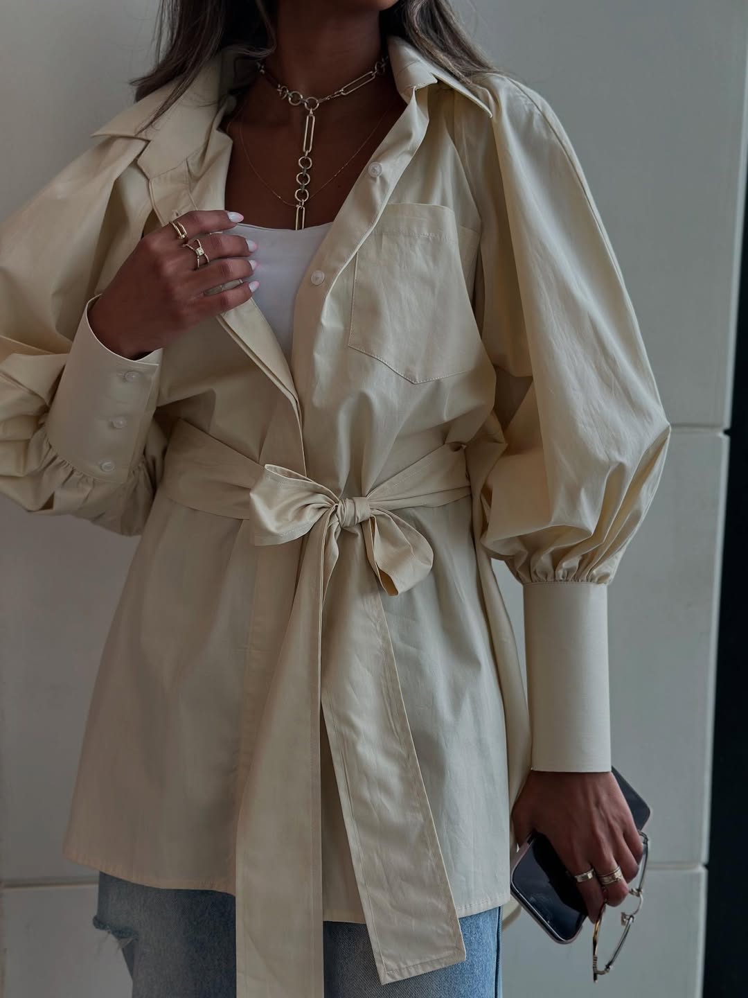 MATE by CODE8- Sculpted Grace Belted Blouse