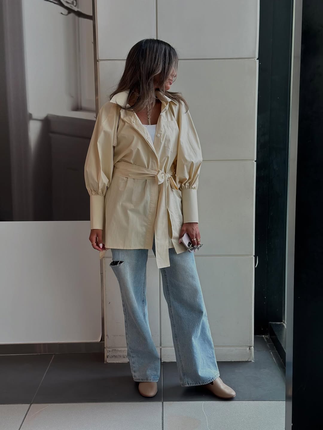MATE by CODE8- Sculpted Grace Belted Blouse