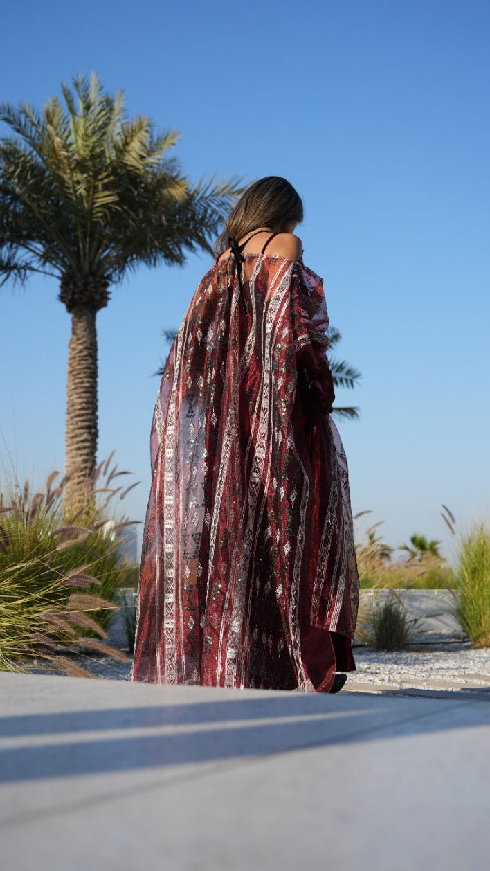 Sheer Overlay Party Dress Kaftan (Pre Order)