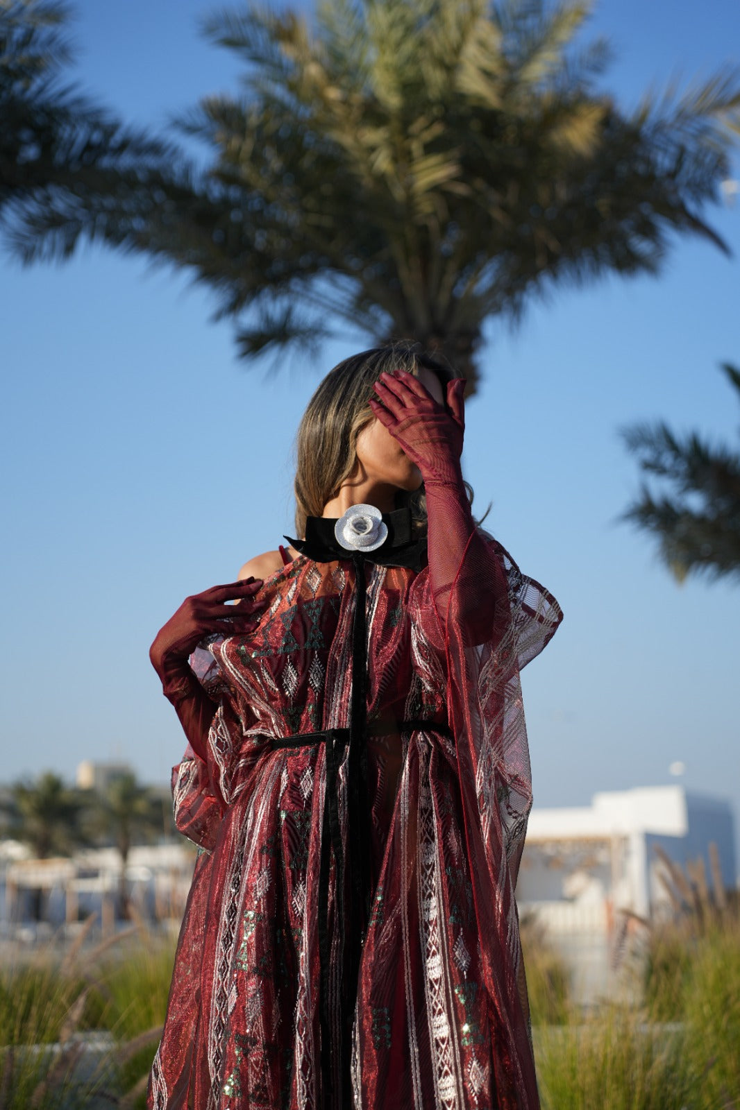 Sheer Overlay Party Dress Kaftan (Pre Order)