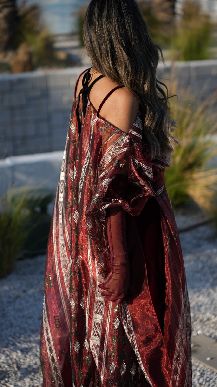 Sheer Overlay Party Dress Kaftan (Pre Order)