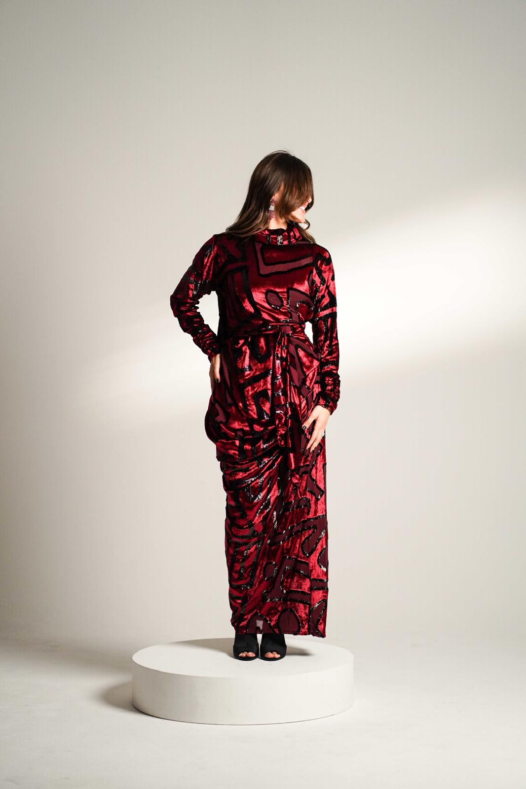 The Empress Party Dress Burgundy Kaftan