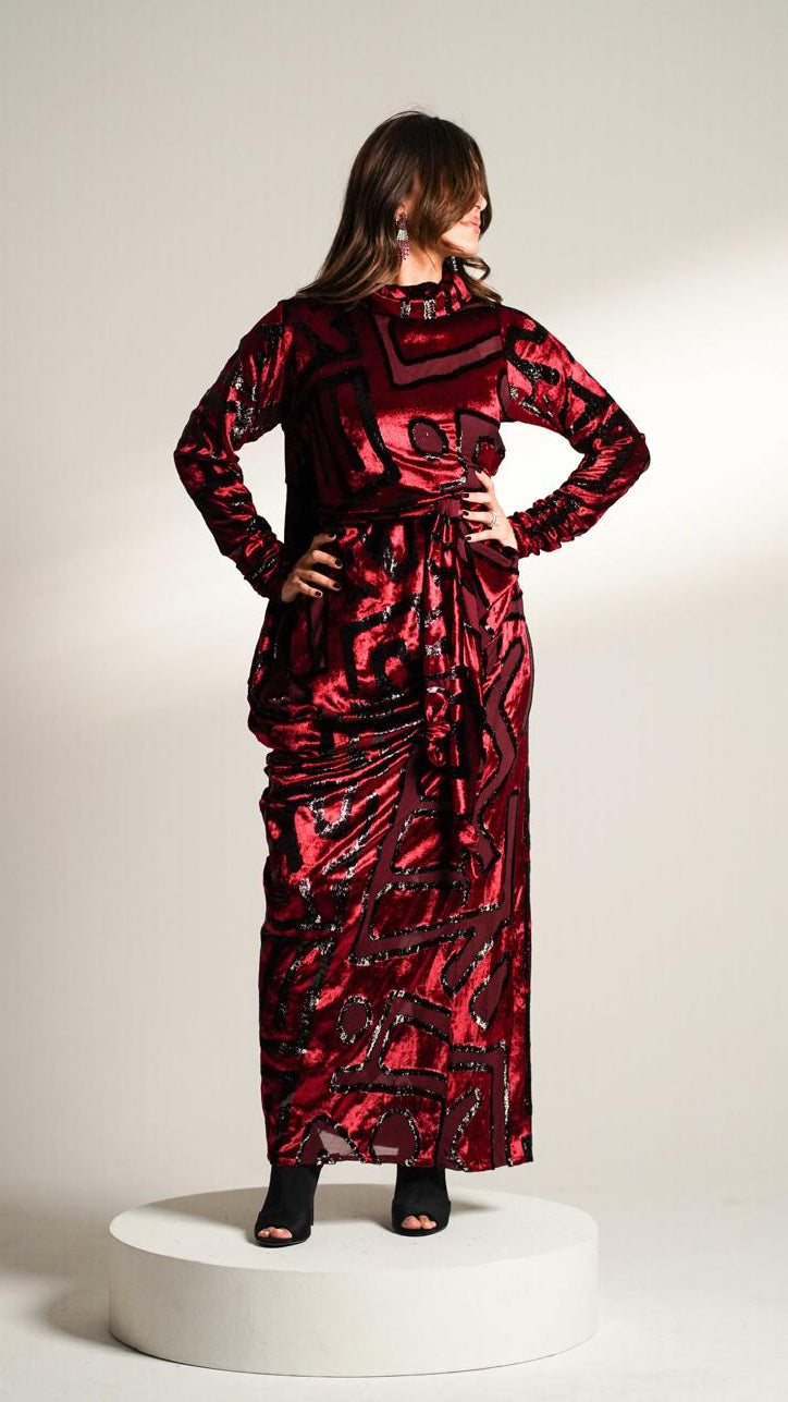 The Empress Party Dress Burgundy Kaftan