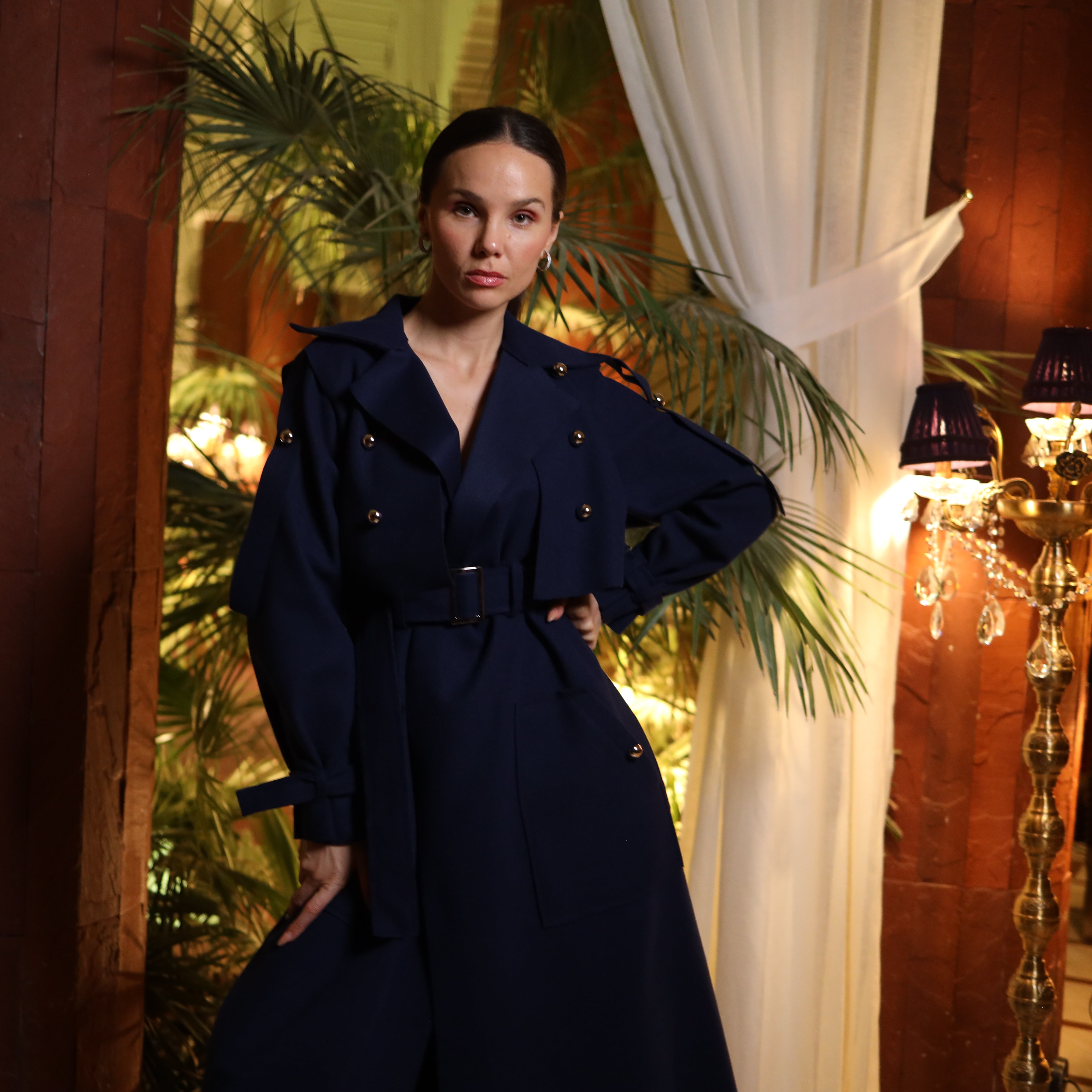 Belted Detailed Navy coat