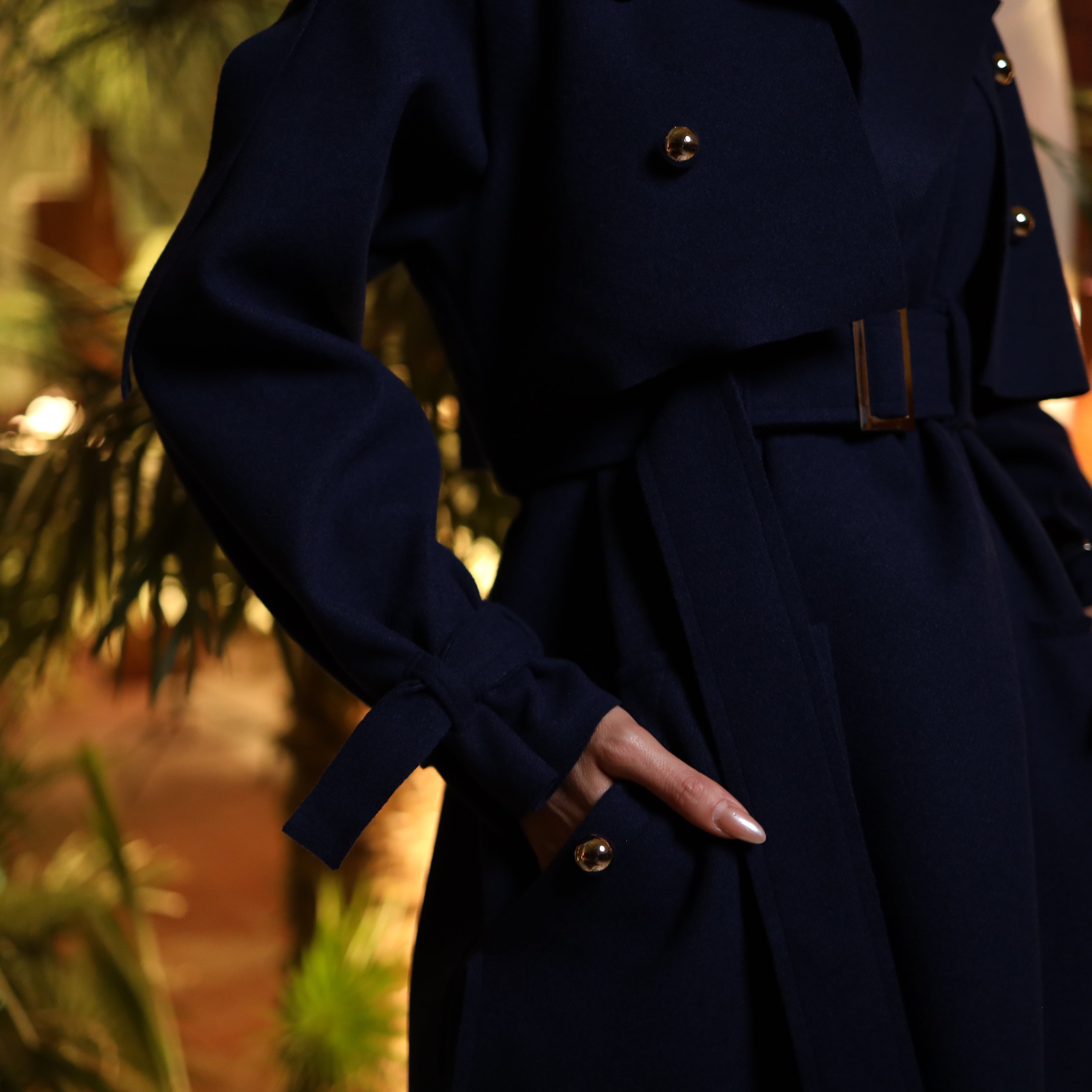 Belted Detailed Navy coat