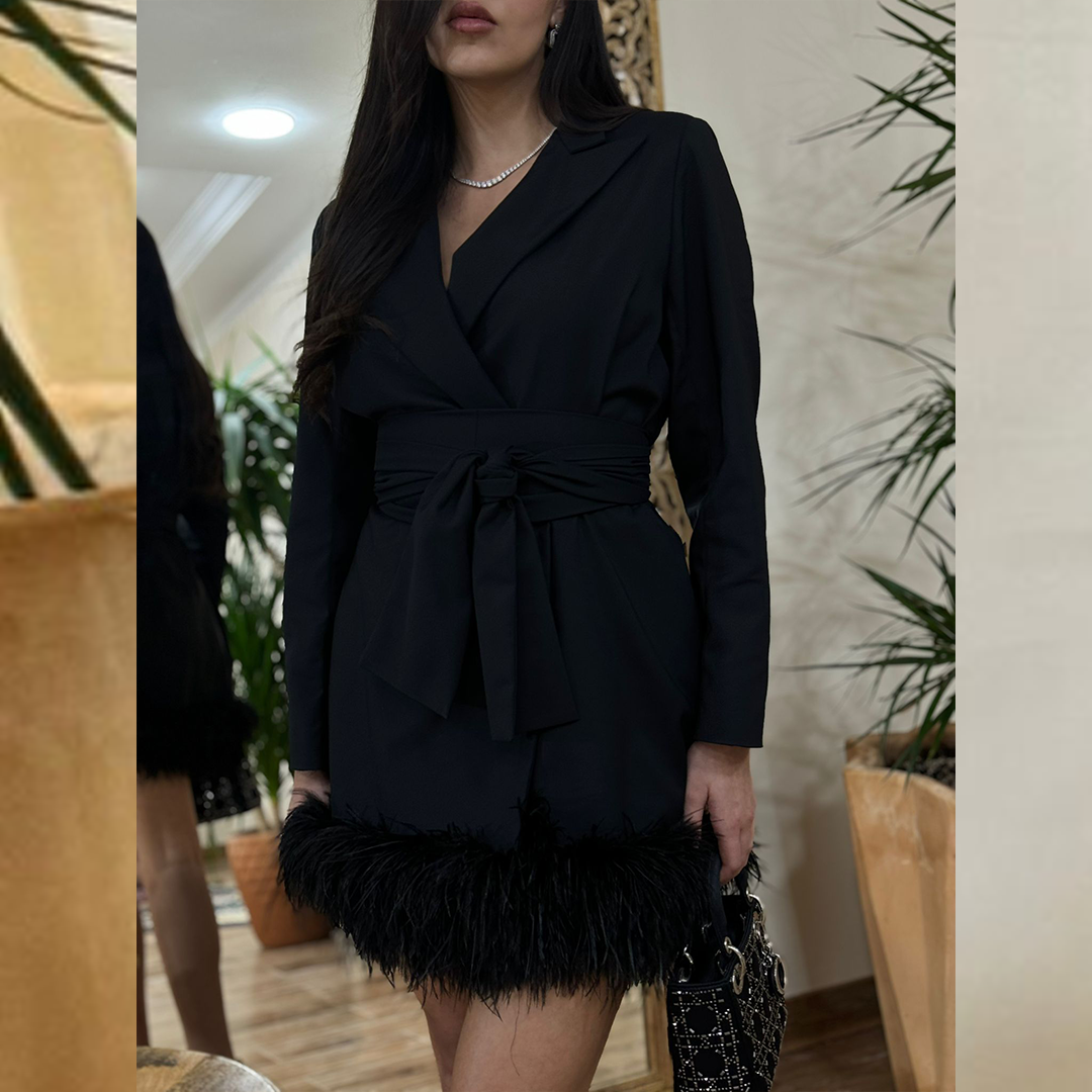 Short Feather Trim Jacket