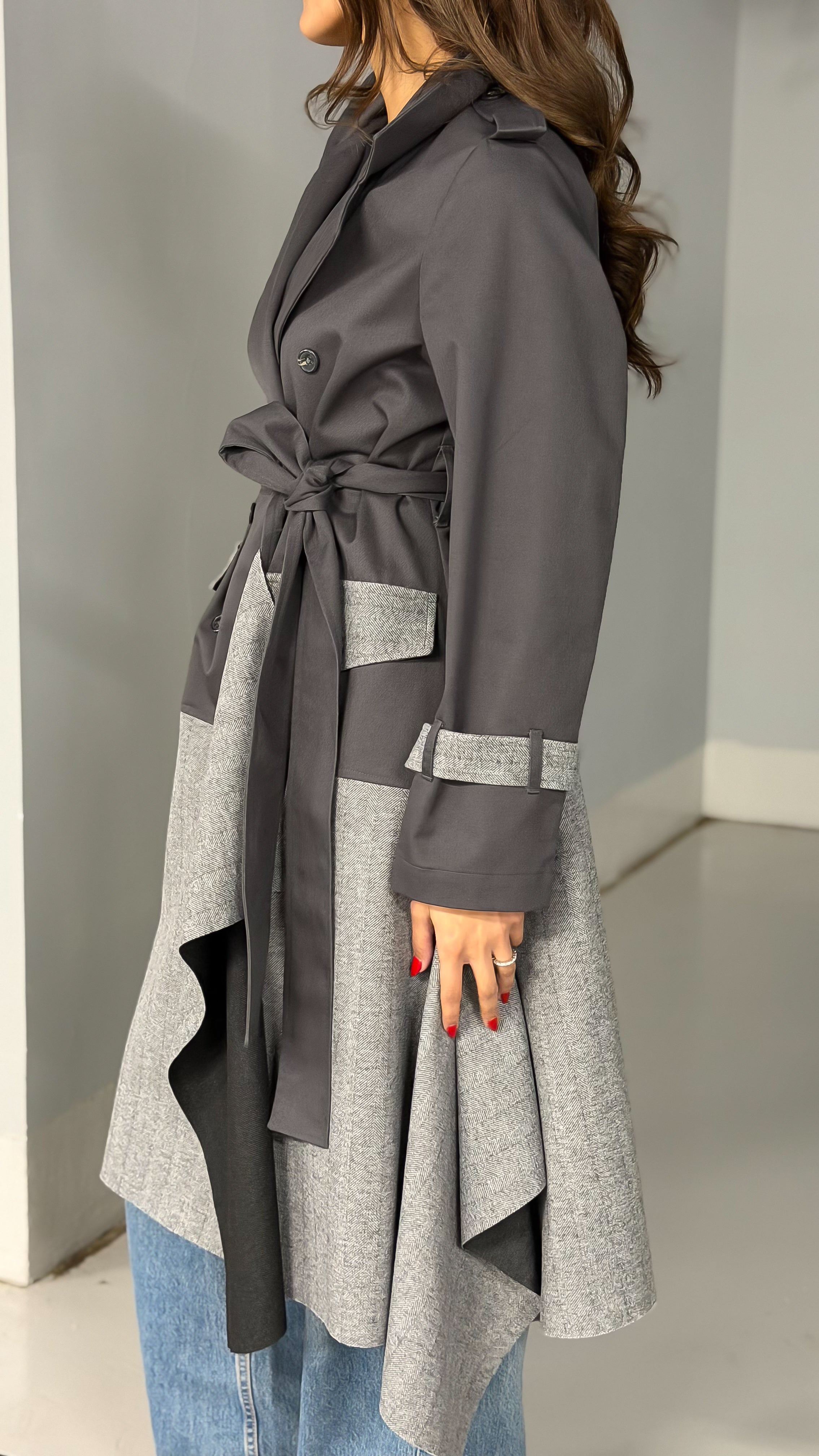 Mate by Code8 Stylish Asymmetrical Trench