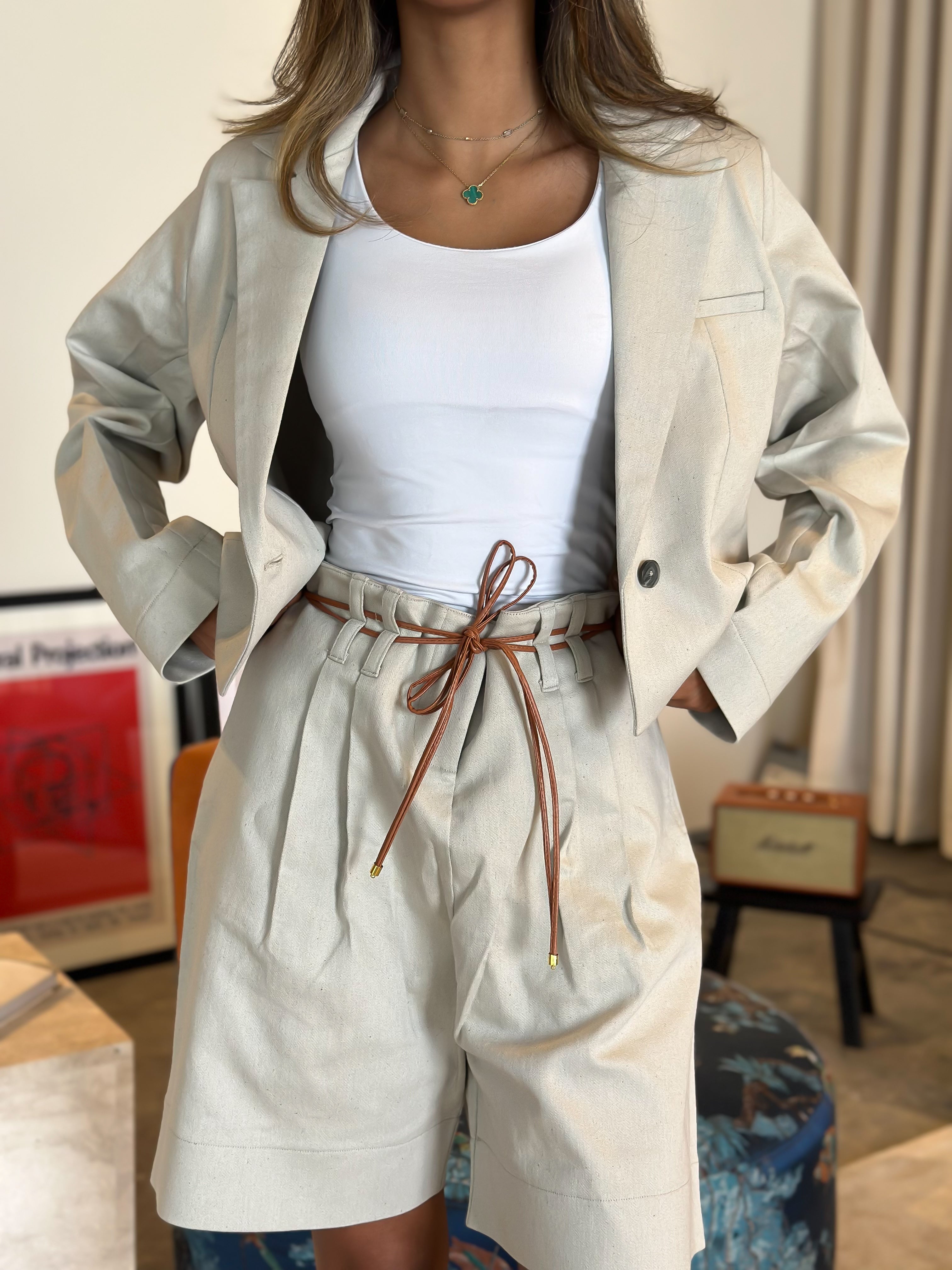 MATE by CODE8- Crop jacket x utility shorts Set
