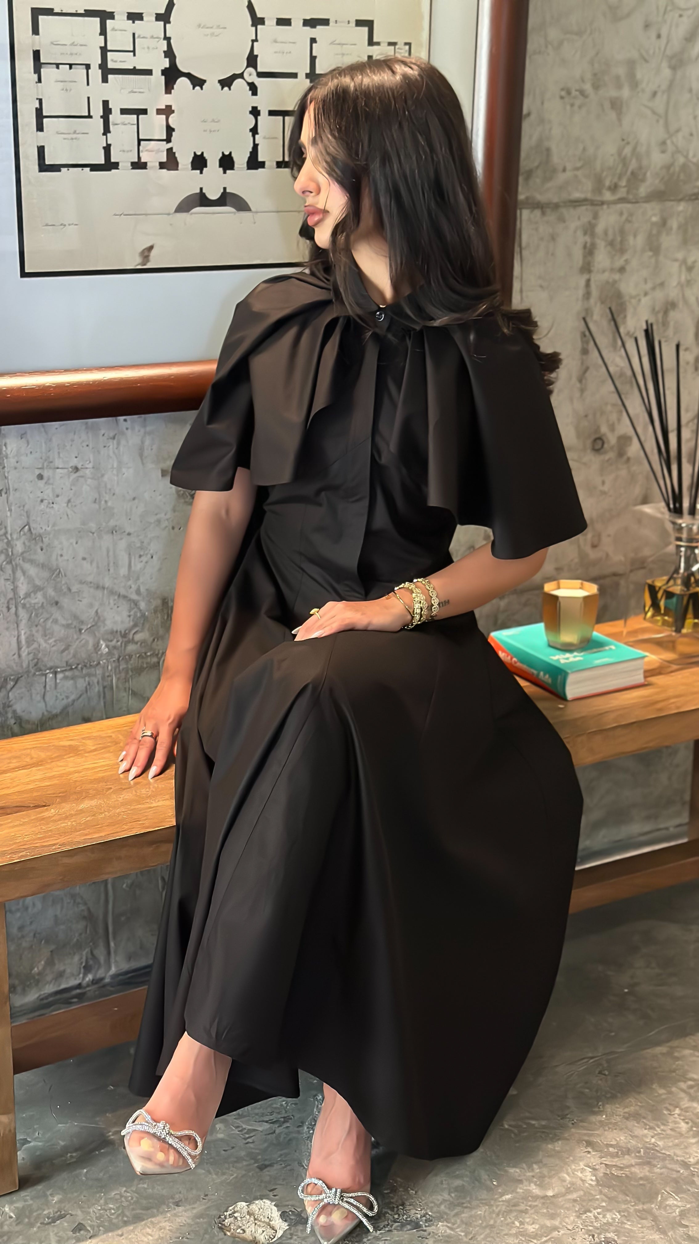 MATE by CODE8- Wing Shoulder Midi Dress