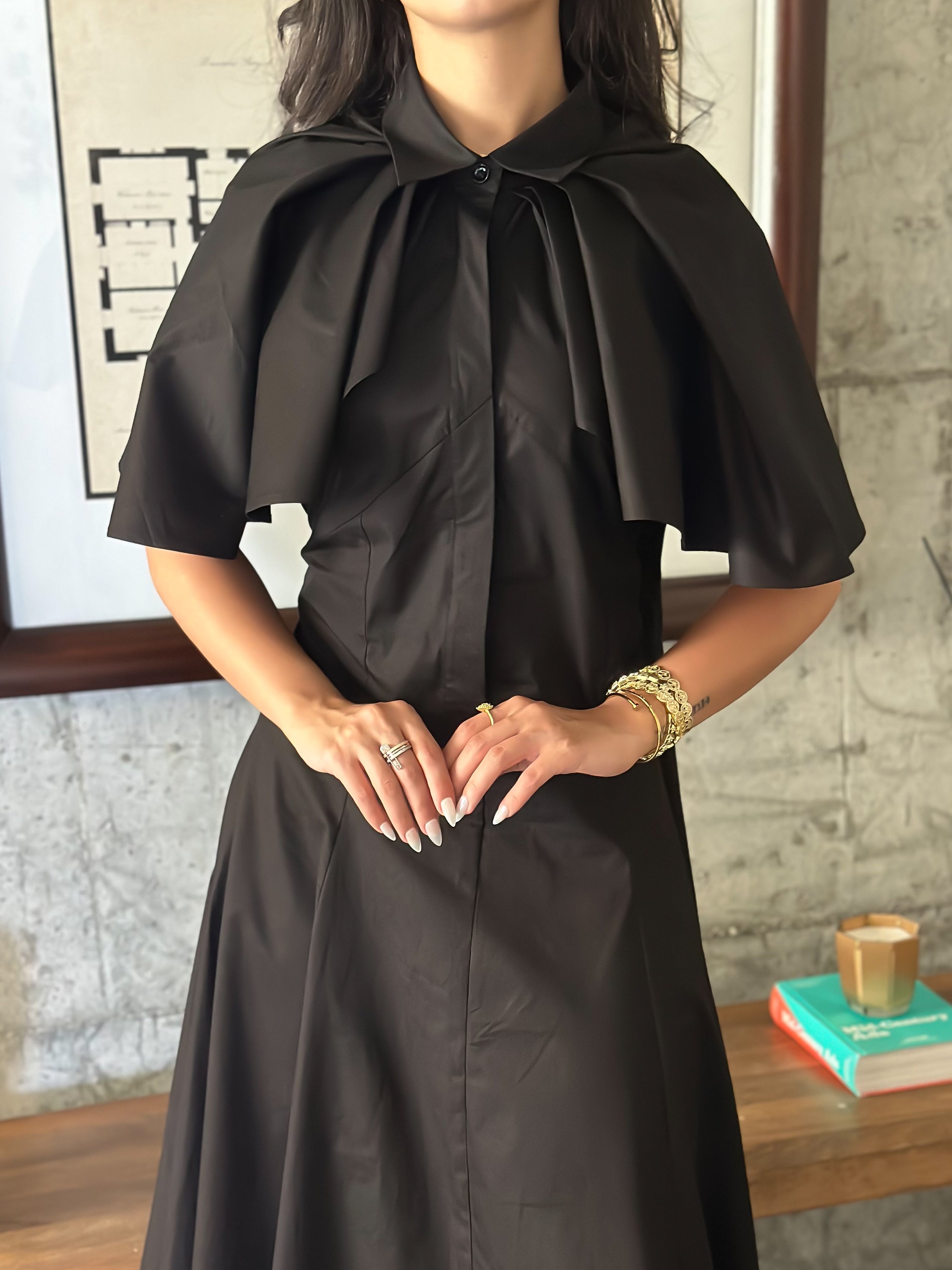 MATE by CODE8- Wing Shoulder Midi Dress