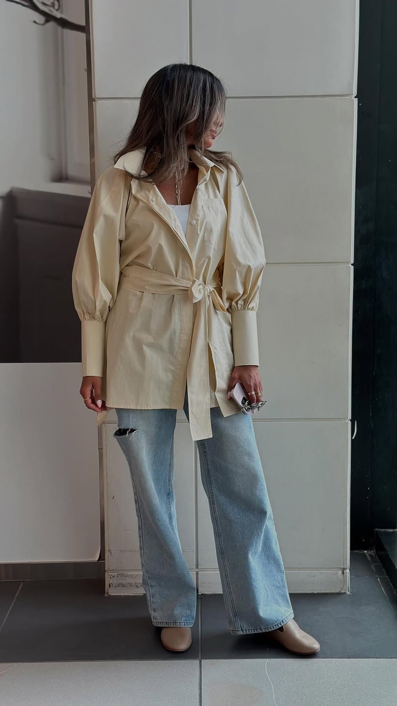 MATE by CODE8- Sculpted Grace Belted Blouse