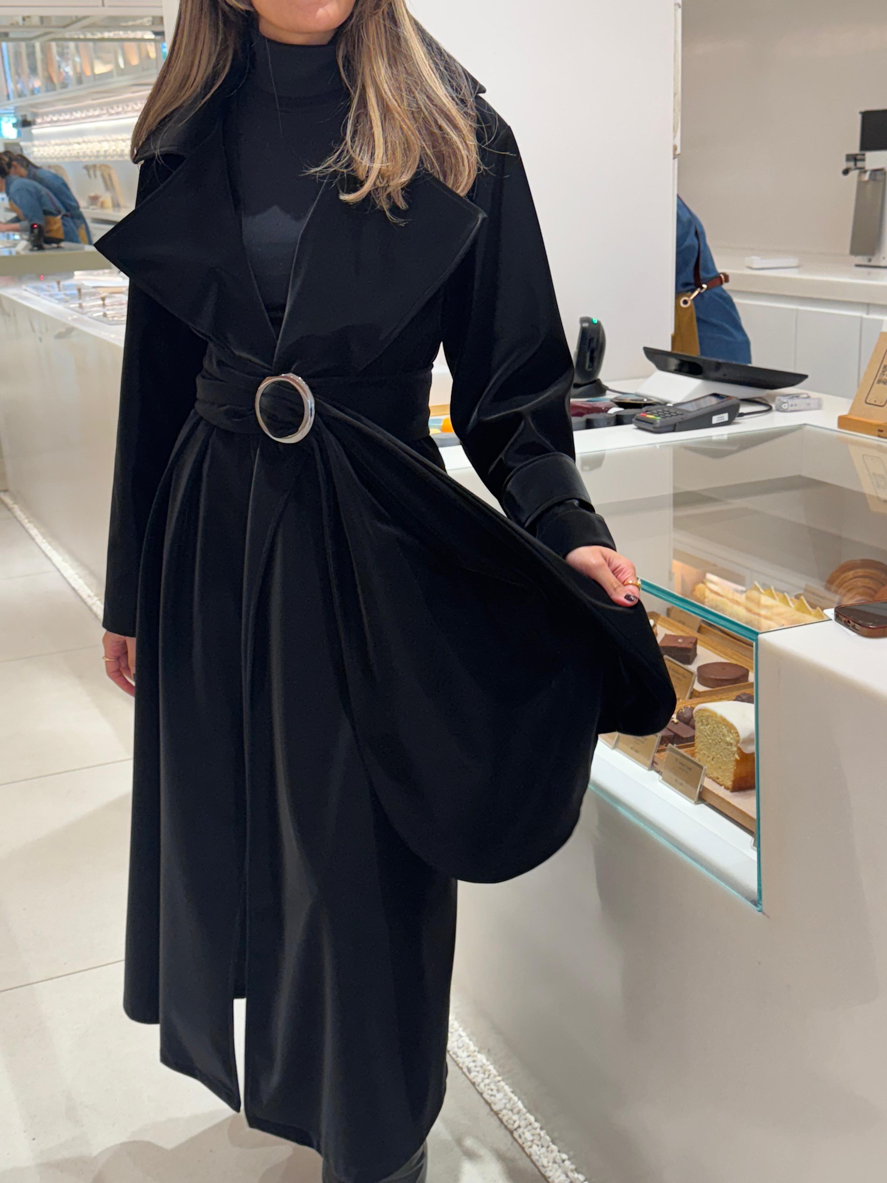 Long Coat with Over Size Belt