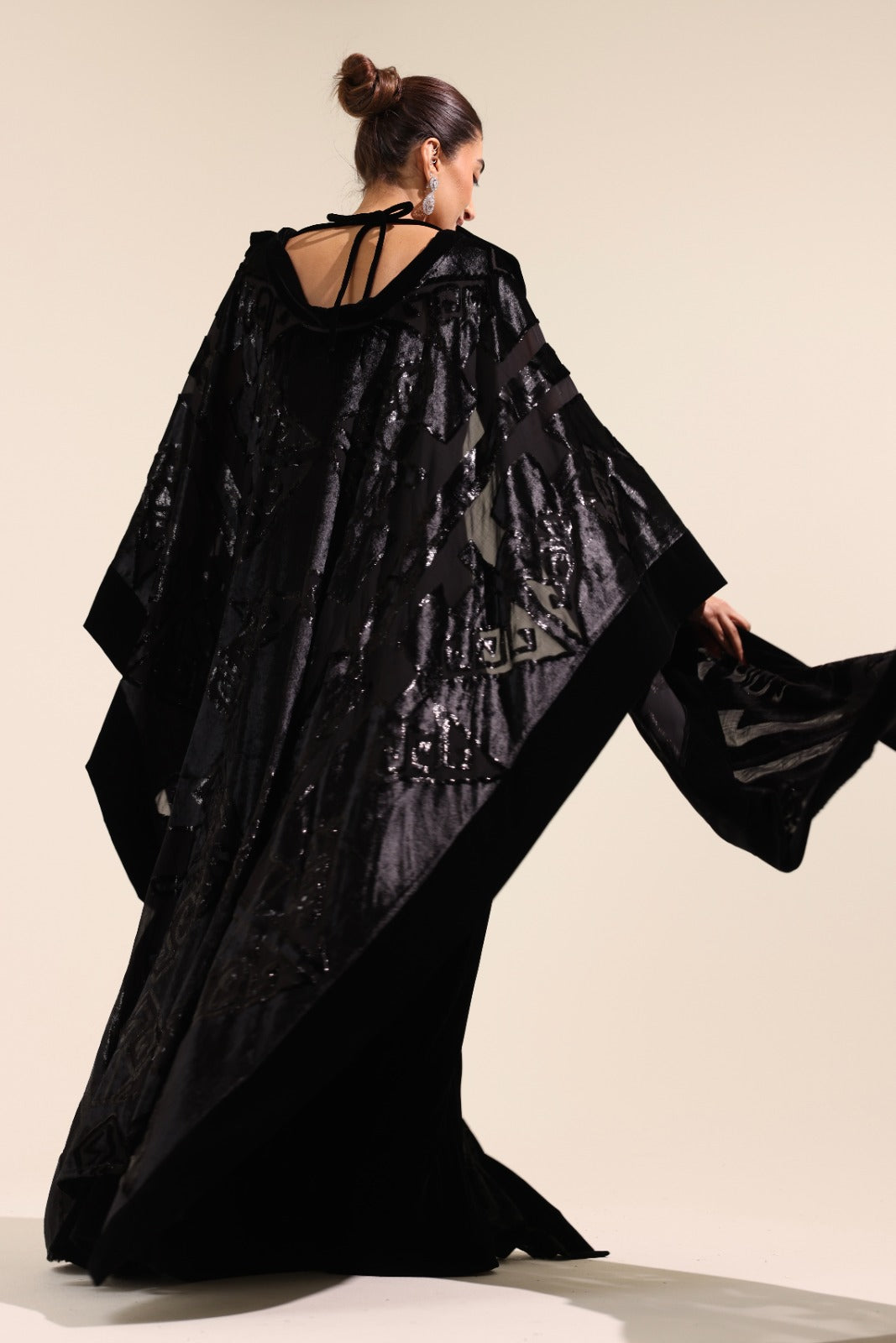 The Velora Black Velvet Party Dress