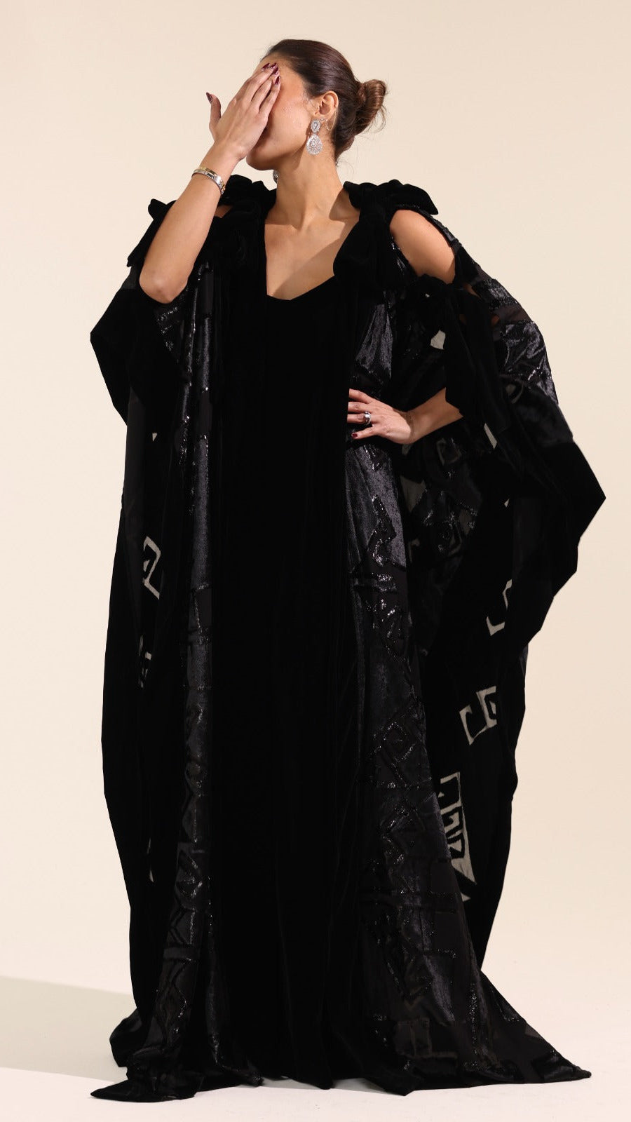 The Velora Black Velvet Party Dress