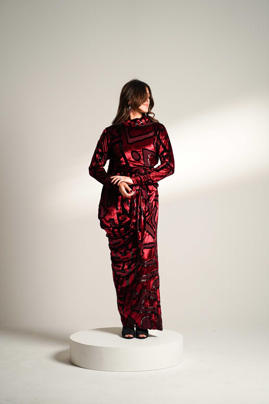 The Empress Party Dress Burgundy Kaftan